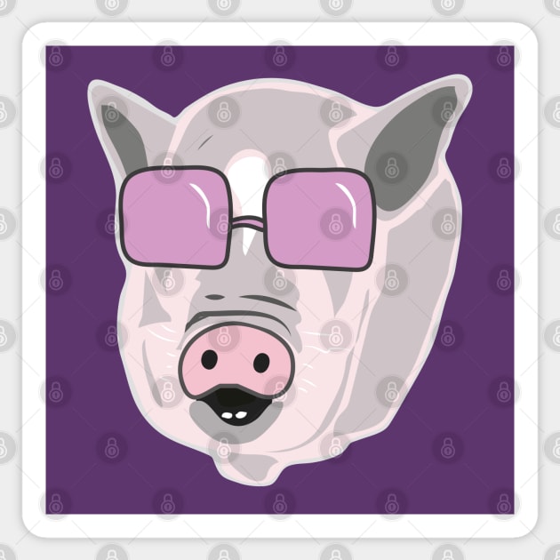 Cool Potbelly Pig Wearing Sunglasses Sticker by FruitflyPie